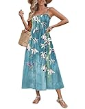 Picture of Zeagoo Summer Dresses for Women 2025 Long Floral Midi Dress Spaghetti Strap Boho Beach Spring Dress Floral S