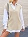 Cicy Bell Womens V Neck Sleeveless Sweater Vest Oversized Ribbed Knit Side Slit Pullover Tank Tops Beige