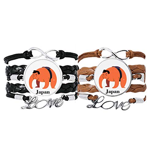 Bracelet de poignet japonais sumo en cuir double lot de 2 pièces pour les passionnés de culture