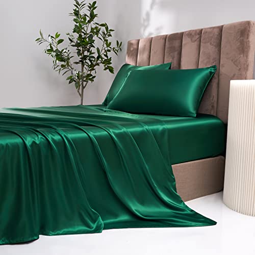 Drap-housse satin vert 160x200 de qualité supérieure soyeuse - 2