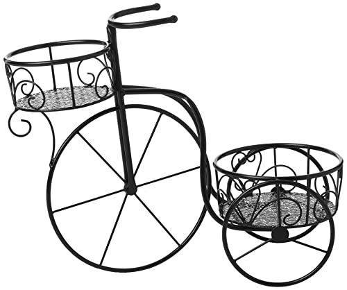 Pure Garden Hw1500188 Tricycle Plant Stand Â– 2-Tiered Indoor Or Outdoor Decorative Vintage-Look Metal Display For Patio, Deck, Home Or Lawn, Matte Black #TOP3