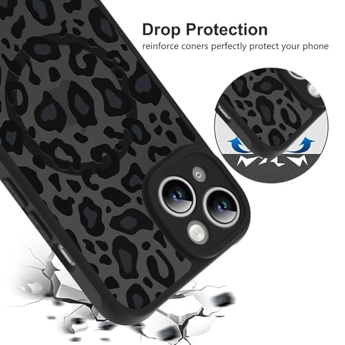 Image of KANGHAR Case for iPhone 14 Plus Phone Case Leopard Printed Pattern | Cute Cheetah [Compatible with Magsafe] Protective Magnetic Case for Girls Women Men 6.7 inch