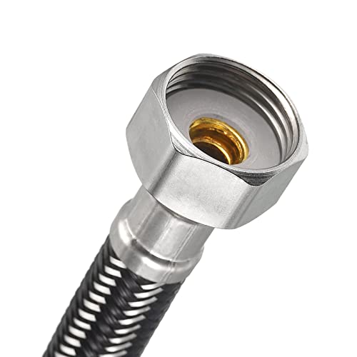 uxcell Faucet Supply Line Connector, G1/2 Female x G1/2 Female 59 Inch Long Braided 304 Stainless Steel Water Supply Hose, Black by uxcell - Used condition - Image 4