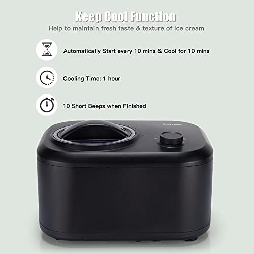 COSTWAY Ice Cream Machine, Electric Gelato Maker with 3 Operation Modes, Built-in Compressor, Portable Homemade Frozen Dessert Maker (Black)