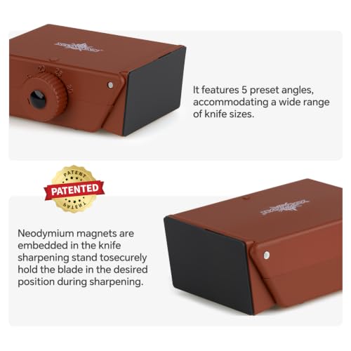 Image of Luxury Knife Sharpening Kit - Patented Multi-Angle Premium Rolling Knife Sharpener for Chef, Fruit, and All Steel Knives,Gift for Men /Dad (Brown)