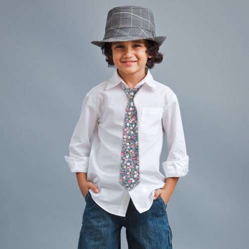 Boys Ties, Kids Floral Tie, Pre-Tied Clip on Neckties, Solid Color Cotton Ties for Kids2