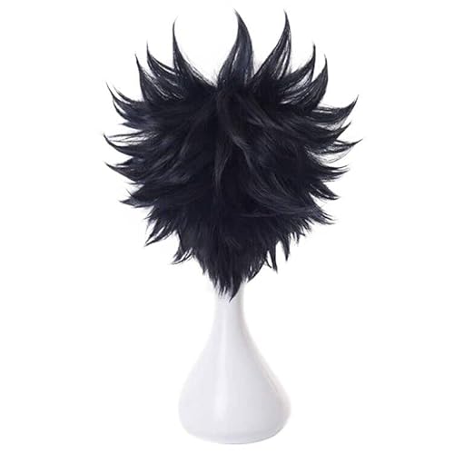Ebingoo Short Black Cosplay Wig For Men + Wig Cap Short Black Wig With Bangs Anime Cosplay Wig Men Synthetic Hair Wig For Boys Halloween Costume #TOP4
