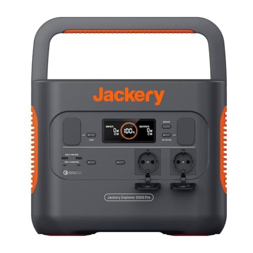 Jackery Explorer 2000 PRO, 2160Wh Tragbare Powerstation mit 230V/2200W Steckdosen, schnelle Ladung mit AC/Solarpanel, für Outdoors Wohnmobil Heimwerken und als Notstromaggregat(Generalüberholt)