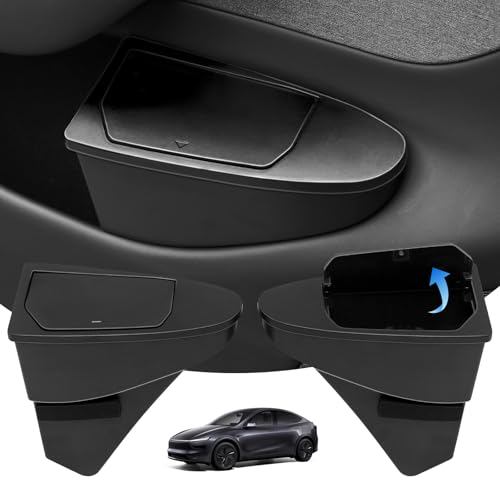 Abystar Door Built-in Trash Can for Tesla Model Y Juniper 2026(NOT for Standard) FrontSeat Car Garbage Bin with PushOpen Lid Premium Waterproof ABS Door Organizer Insert Accessories