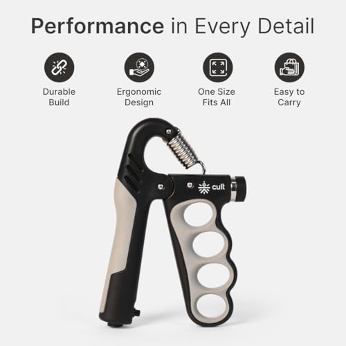 Image of cult Adjustable Hand Gripper with Counter for Men Women - Steel Coil Grip Strengthener 5-100 kg TPR Handle Ergonomic Fitness Tool for Forearm Exercise Wrist Training Portable Gym Equipment