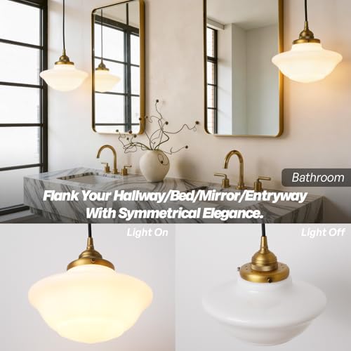 SongCiLT Modern Schoolhouse Ceiling Pendant Light with Milk White Glass Lampshade, Vintage Globe Hanging Ceiling Fixture Lamp for Kitchen Island Dining Room Hallway by SongCiLT - Used condition - Image 4