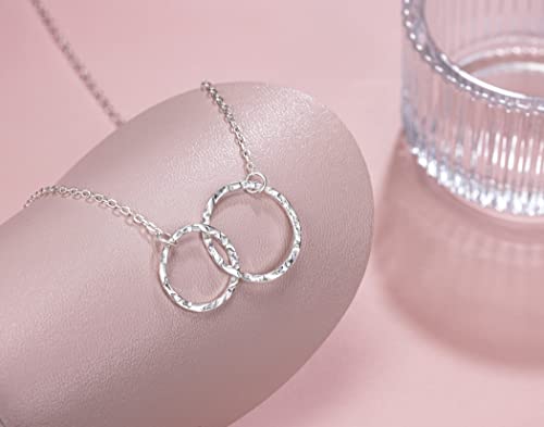 Sister Gifts for Sister Necklaces Sterling Silver Hammered Interlocking Circle Necklace for Sister Birthday Gifts Christmas Holiday Jewelry3