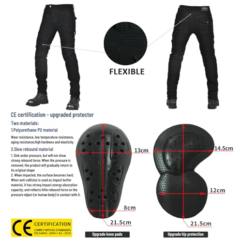 Lomeng LMPM07-BLACK-L2A Mens Motorcycle Pants Motorbike Riding Denim Jeans Biker Motocross Ce Removable Armored thumb #3