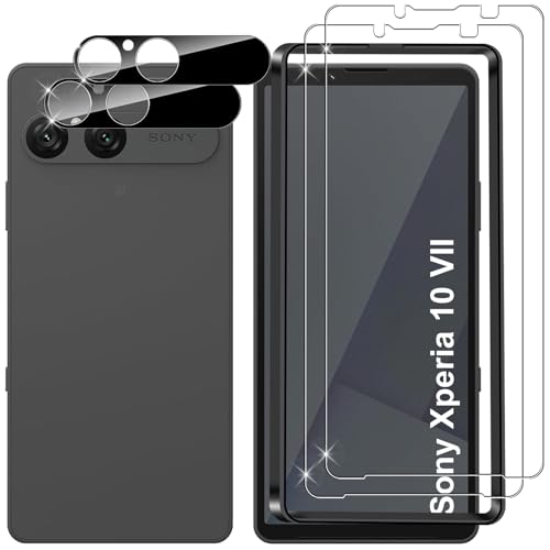 Lutree para Sony Xperia 10 VII Protector de Pantalla + Protector de Lente de Cámara, [2+2 Piezas], Anti-Arañazos Sin Burbujas Cristal Templado Protección, HD Transparente Película Protectora