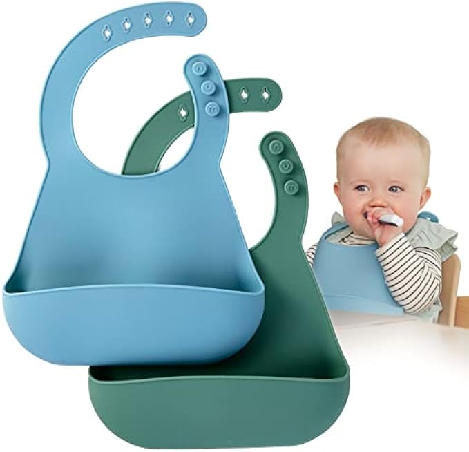 numnum Silicone Bib for Babies & Toddlers | Waterproof, Adjustable, BPA Free 100% Food Grade Silicone | Self Feeding, Unisex