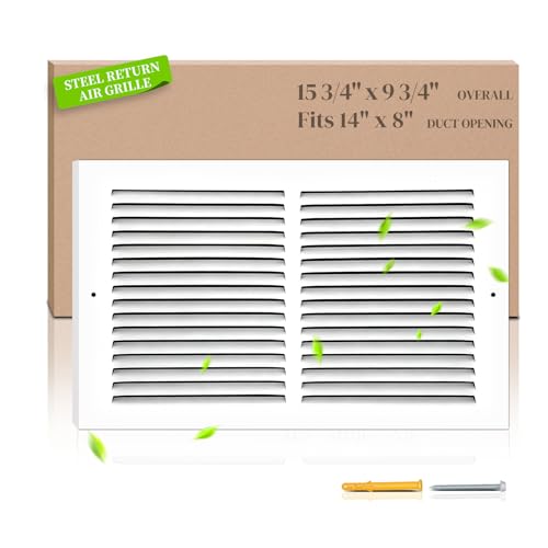 Hrboat 14W x 8H Return Air Grille [Duct Opening Size] Steel HVAC Return Air Vent Cover for Wall & Ceiling White Powder-Coated Rust-Resistant AC Cold Air Return Outer Dimensions 15.75W x 9.75H