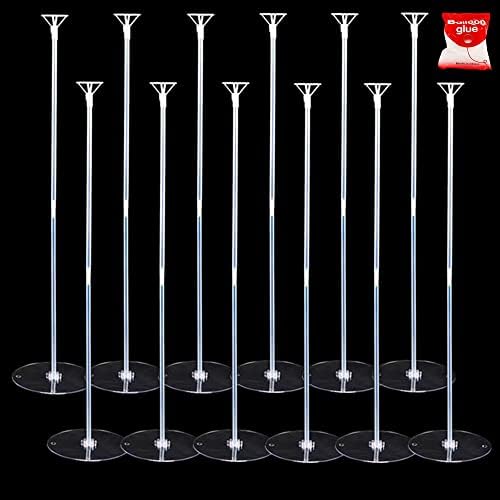 AooeDomi 12 Set 30 inch Balloon Stand Kit for Table Top with Bases and Cups Table Desktop Balloon Holder，Balloon Sticks Centerpieces Holder for Balloon Banquet for Adults/Kids Party Decoration