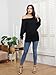 Poetsky Off The Shoulder Tops for Women Long Sleeve Pullover Batwing Tunic Top, Black, M