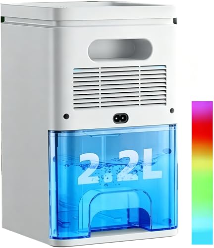 Deshumidificateur d‘air,Electrique Portable 2200ML Arrêt Automatique,déshumidification,Minuterie 2-12hEfficace,Silencieux,Résistance à La...