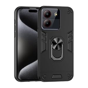 ILING Case for ZTE Blade A34 / ZTE Blade A54, Military Grade Shockproof Heavy Duty Protective Phone Case Cover with Enhanced Metal Ring Kickstand [Support Magnet Mount] (Black)