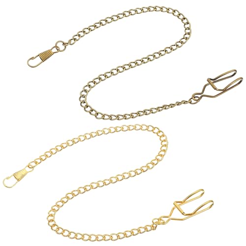 Xinjoduz 2PCS 14.2 Inch Pocket Watch Chain Bronze/Gold Vintage Metal