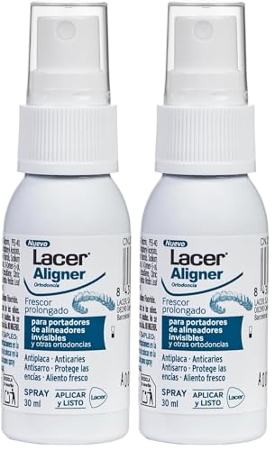LACER ALIGNER - Spray Bucal para Ortodoncia Invisible y Alineadores 30 ml, Frescor Prolongado, Anticaries y Antiplaca, Protege las Encías, Uso Rápido sin Aclarado, Sin Gluten Ni Alcohol (Paquete de 2)