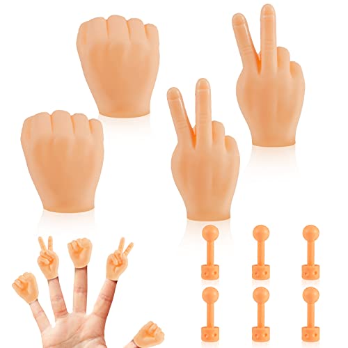 8 Pieces Tiny Hand Puppet Finger Hands Cat Toy Finger Puppets Mini Tiny Hands Little Finger Hands for Cats with 6 Holding Sticks for Game Cat Interactive Toy, Cat and Dog Finger Puppet Toys