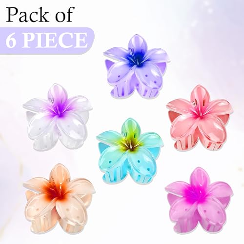 Image of GLUN Hair Claw Clutcher, Beautiful Flower Pettles Eye Catchy Multicolour Pack of 6 Big Size Clutches for Thick & Thin Strong Hairs, Hold Nonslip Hair Accessories for Women & Girls