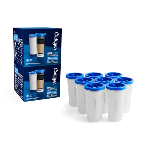 Culligan with ZeroWater Technology Replacement Filter 8-Pack, 5-Stage Advanced Water Filter – IAPMO Certified to Reduce Lead, Total PFAS (Forever Chemicals), Mercury, Fluoride, and Chlorine