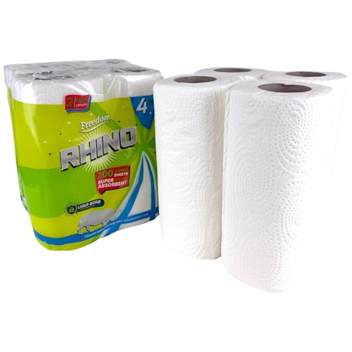 IDEAL 365 Rhino RHK24 2-ply Household Embossed Kitchen Towel - 200 Large Super Strong Ultra Absorbent Sheets 4 Rolls per Pack - Pack of 6 (24 Rolls)