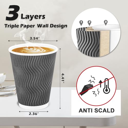 Lamosi Paper Coffee Cups Bulk, Disposable Paper Cups No Lids 12oz, Sturdy Durable Drinking Cups for Water Juice or Tea - Image 2