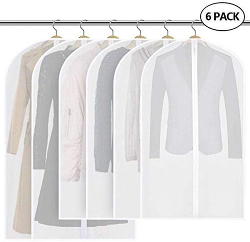 Beaverve Garment Bags for Storage - Breathable Suit Bags, Hanging Clothing Bags Storage Clear Garment Covers with Zipper for Closet Storage and Travel, Set of 6(4 Medium and 2 Large)