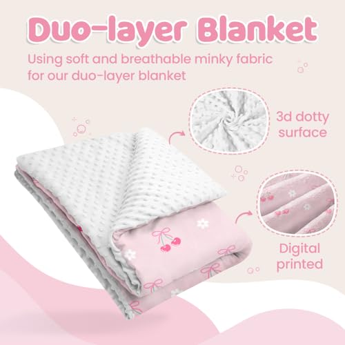 Image of SANDJEST Cherry Minky Blanket 30 x 40 Inches, Gift for Christmas Birthday