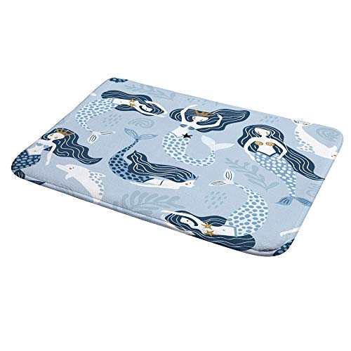 Tapis de bain antidérapant polaire corail microfibre sirène lavable