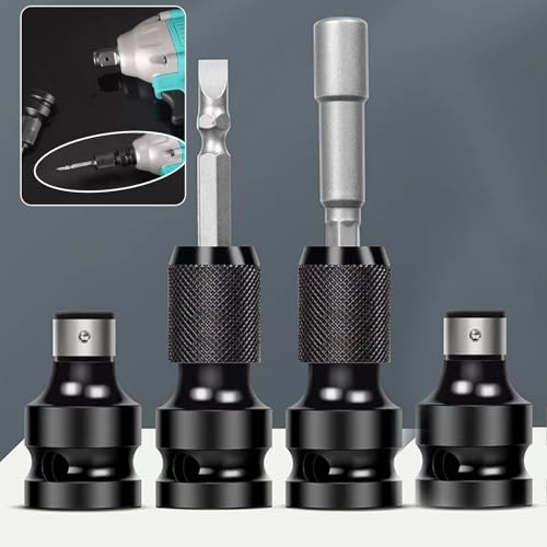 2 Stück Schlagschrauber Bit Adapter, Bithalter Stecknuss Adapter, 1/2 Auf 1/4 Zoll, Hochhärte Kohlenstoffstahl, Sicherheitsklemme, Multifunktionsadapter, Robust Und Langlebig, Einfache Installation
