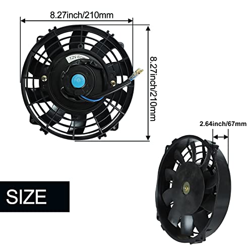 7" inch Universal Slim Fan Push Pull Electric Radiator Cooling 12V Mount Kit Black