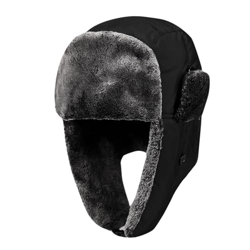 Generisch Invierno lana oído sombrero mujeres cálido forro polar trampa ushanka gorra al aire libre esquí, Negro , talla única