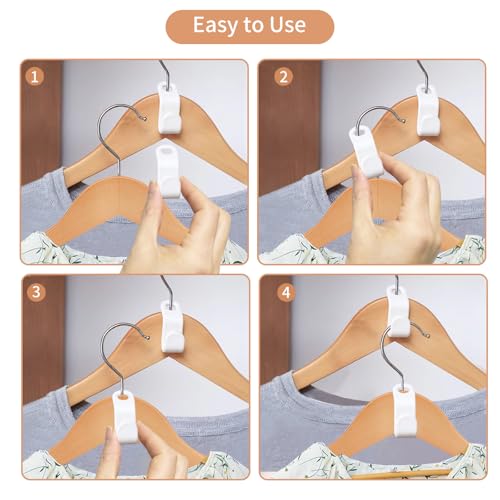 OAKENCREST 50 Stück Platzsparende Kleiderbügel, Kleiderbügel Verbindungshaken aus Kunststoff, Kleiderbügel Haken Platzsparend Kleiderbügelverbinder für Kleiderschrank Organizer (Weiß)
