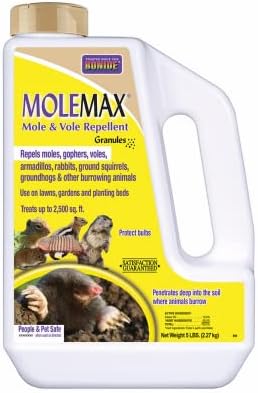 Bonide 6914 Molemax Lawn & Garden Mole & Vole Repellent Granules, 5 Lbs. Ready-to-Use - Quantity 4