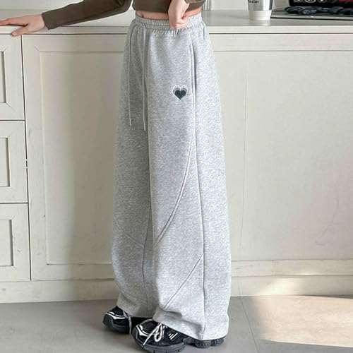 Teen Girls Baggy Sweatpants Elastic Waist Joggers with Pockets Girls Fashion Tracksuit Loose Fit Wide Leg Pants2