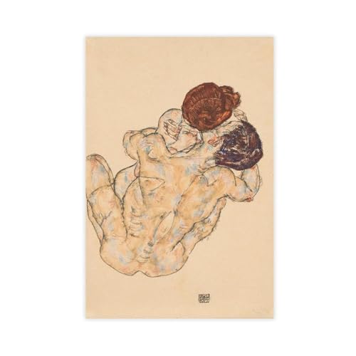Toile Egon Schiele couple amoureux 1914 moderne sans cadre 30x45 cm