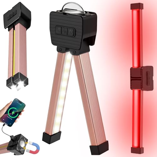 Image of Gym Lamp, YETHKE Portable Gym Lighting for Posing, Magnetic Work Light with Portable Charger, Gift for Men /Women, 180 Rotate Foldable with Hang Hook Camping Lamp, LED Handheld Flashlight-Rose