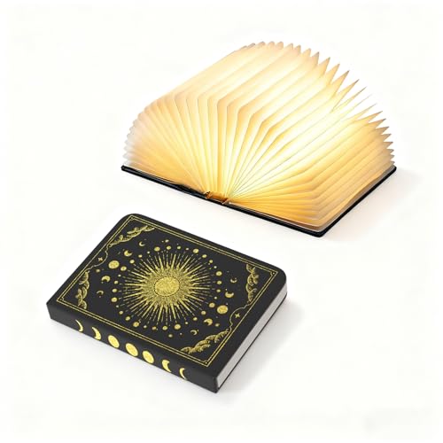 6.5 Inch Book Lamp Book Lovers Gifts Book Light 3 Colors Foldable Book Lamp Embossed Cover Design Rechargeable Folding Book Light Perfect Bookish Decor & Book Lovers Women or Friend Gift Choice