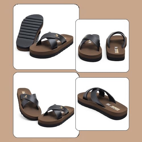 Image of DOCTOR Men Cross Strap Slippers | Soft Feel Comfort Casual Slides for Men | Lightweight Everyday Wear Open Toe Sandals