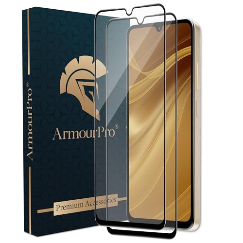 Image of ArmourPro Military Grade Gorilla Tempered Glass Compatible For Poco C71 (6.88 Inch) With Easy Installation Kit for Smartphone| Edge To Edge Coverage | Black, Pack of 2