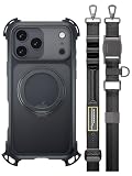 【MagEasy】 iPhone 17 Pro Max 対応 ケース クリア ショルダー ストラップ MagSafe対応 リング スタンド 耐衝撃 スマホケース マグセーフ ショルダーケース [ iPhone17ProMax 対応 携帯ケース ] Odyssey Ultra M With Strap ミッドナイト/ブラック