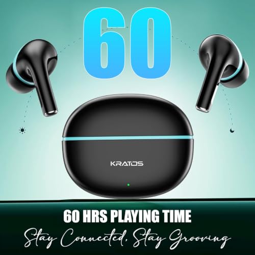 Image of Kratos Pop Ear Buds Wireless with 60H Playtime, Noise Isolation & Clear Calls, Bluetooth Earbuds with Voice Assistant, Ear Buds with Bluetooth V 5.3 & with Type C Fast Charging, IPX4 TWS Earphones