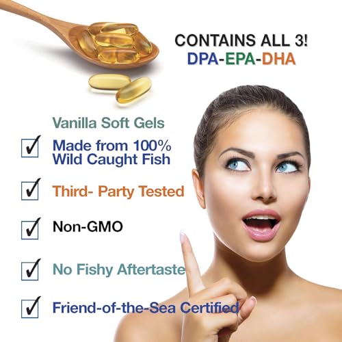 Image of Wild Caught Omega 3 Fish Oil DPA-EPA-DHA Supplement 2,900 Milligrams - Now with Even More DPA-EPA-DHA (Pack of 2)