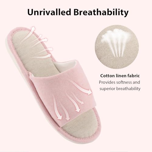 Anmerl House Slippers for Women & Men - Breathable Cotton Linen Slides with Non-Slip Sole, Indoor/Outdoor Washable Summer Shoes for Home, Travel, Spa4