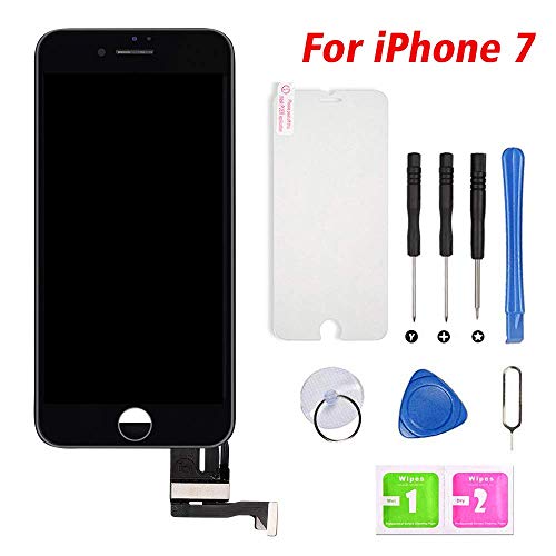 Hoonyer Display per iPhone 7 Schermo (4.7 Pollici) LCD Touch Screen Frame Nero Vetro Schermo Kit Smontaggio Trasformazione Completo di Ricambio Utensili Inclusi